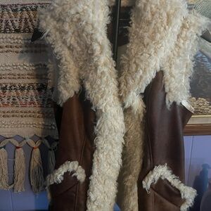 INC International Concepts Brown and Cream Faux Shearling Vest